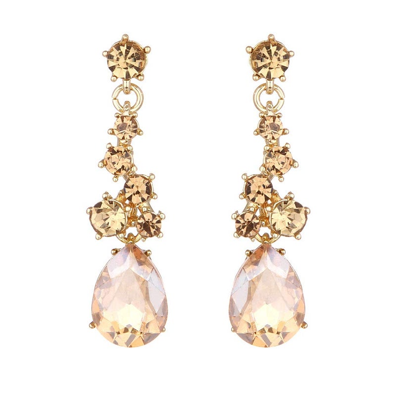 Molie Rhinestone Crystal V-shaped Bridal Wedding Necklace Earrings Jewelry Set for Brides Gown(Clear) - Image 3
